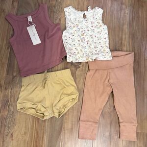 Colored Organics Baby Girl 6-12 mo Bundle Tank Shorts Leggings Organic Cotton